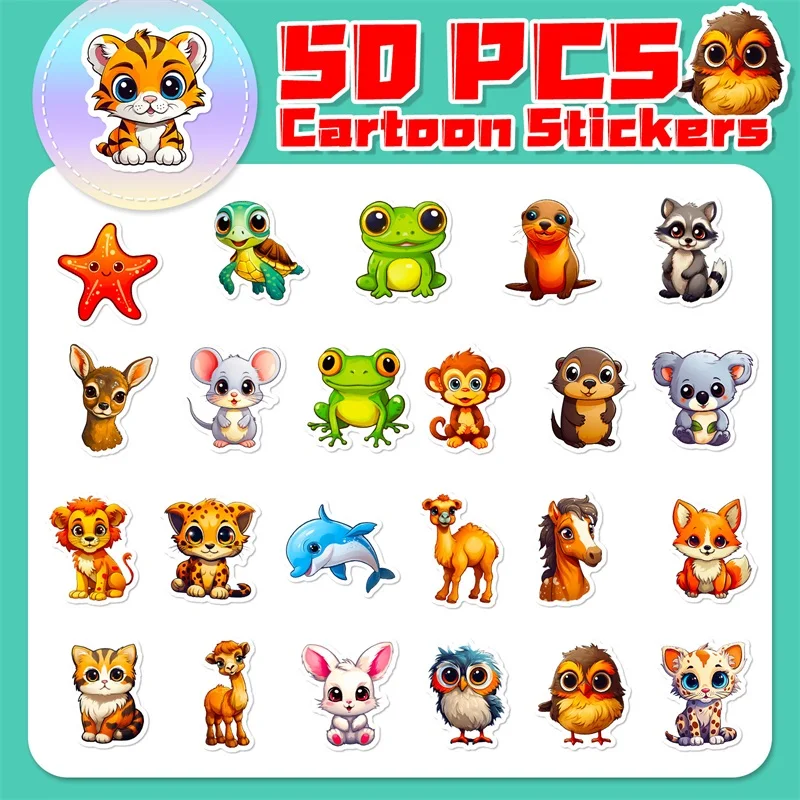 Cute Big Eye Animal Stickers - Aesthetic Colorful Decoration for Scrapbooking & School Supplies
