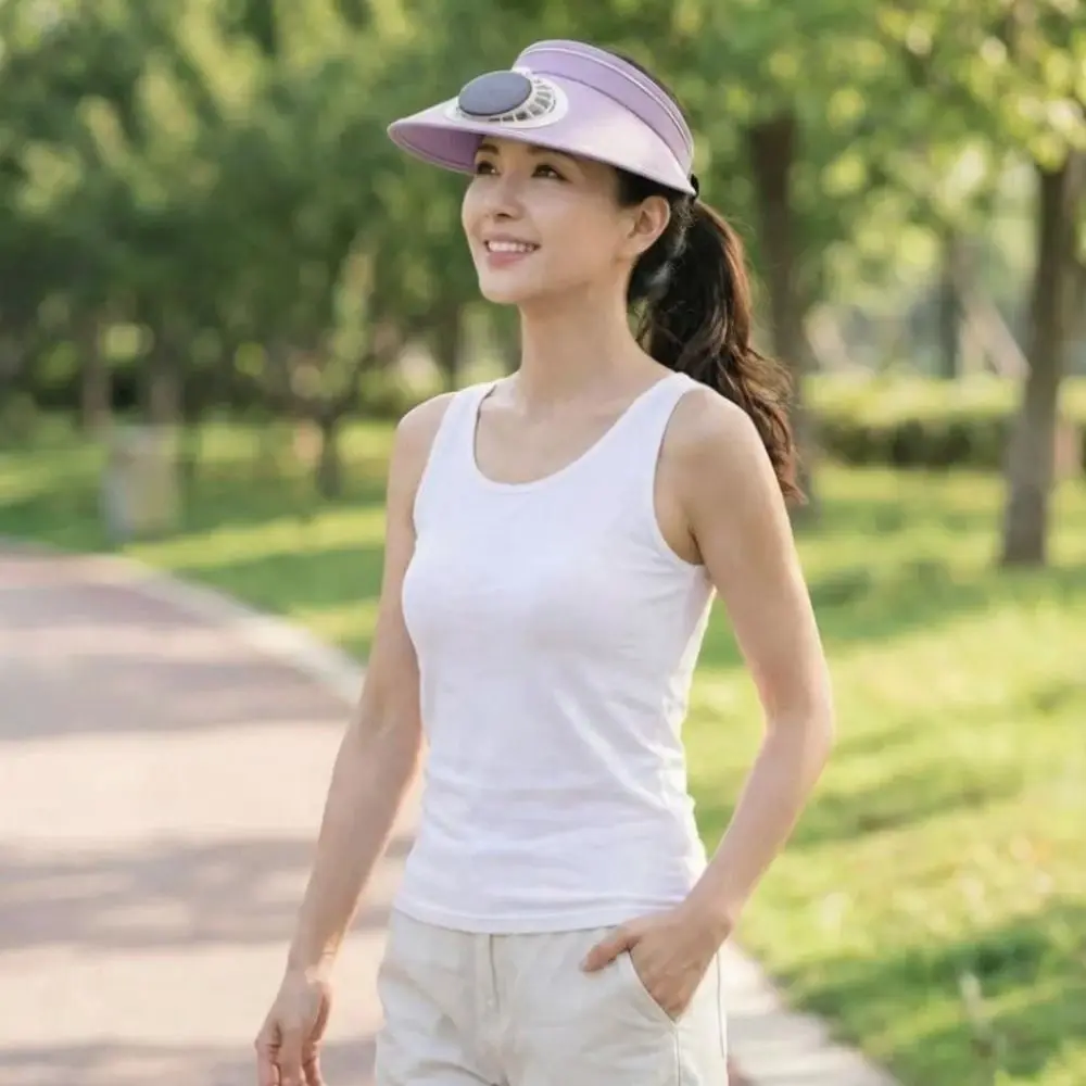 통기성 좋은 여름용 팬 햇, 메쉬 소재 자외선 차단 넓은 챙 햇빛 가리개, USB/태양광 충전식 넓은 챙 솔라 팬 캡, 성인용 여름 모자