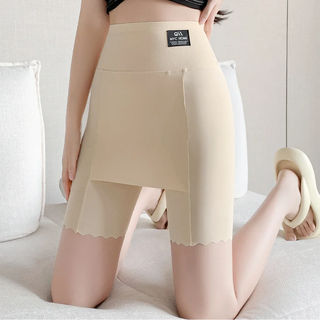 Plus Size Women Shorts Under the Skirt Big Large Summer Seamless Protective Spandex Hip-up Safety Pants Skirt Underpants White