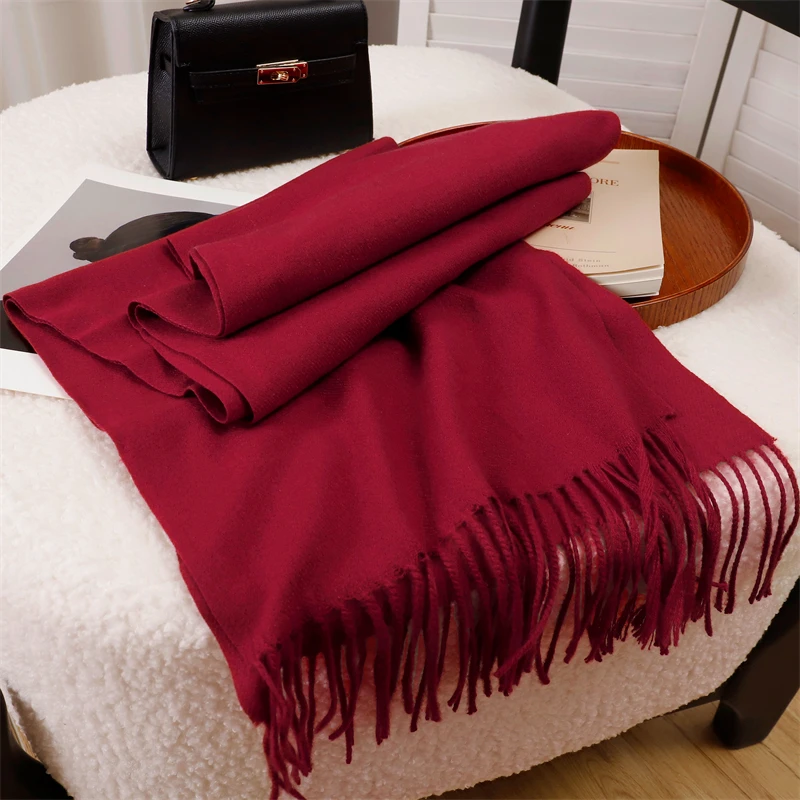 Luxurious Winter Cashmere Scarf – Versatile Solid Color Shawl Wrap