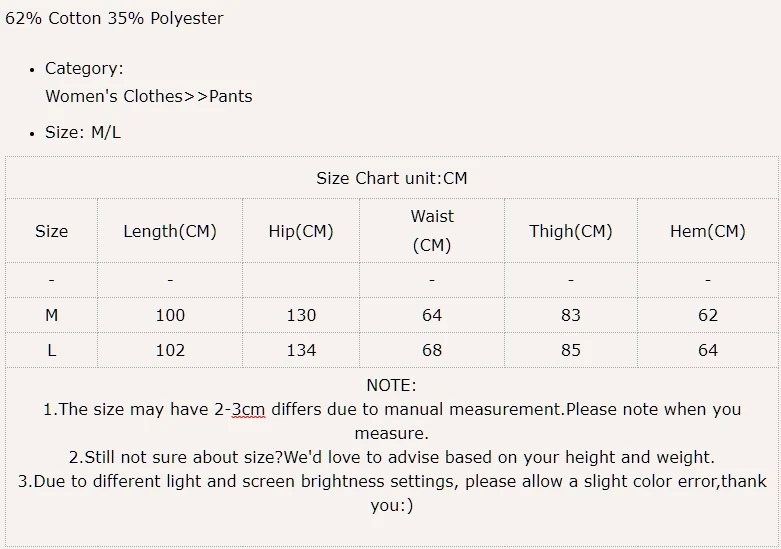 New Arrival 62% Cotton Women Big Wide Leg Pants High Waist Casual Stright Pants Female Women Clothes Trousers