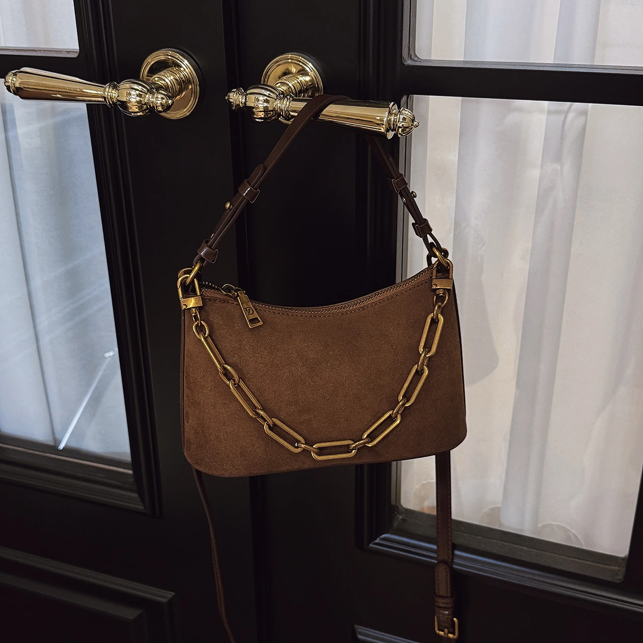 Mode Elegante Dame Kupplung Tasche Kette Handtasche Vintage Faux Wildleder Umhängetasche Umhängetasche Für Frauen Marke Pendeln Tote Kleine Geldbörse – Detail 19