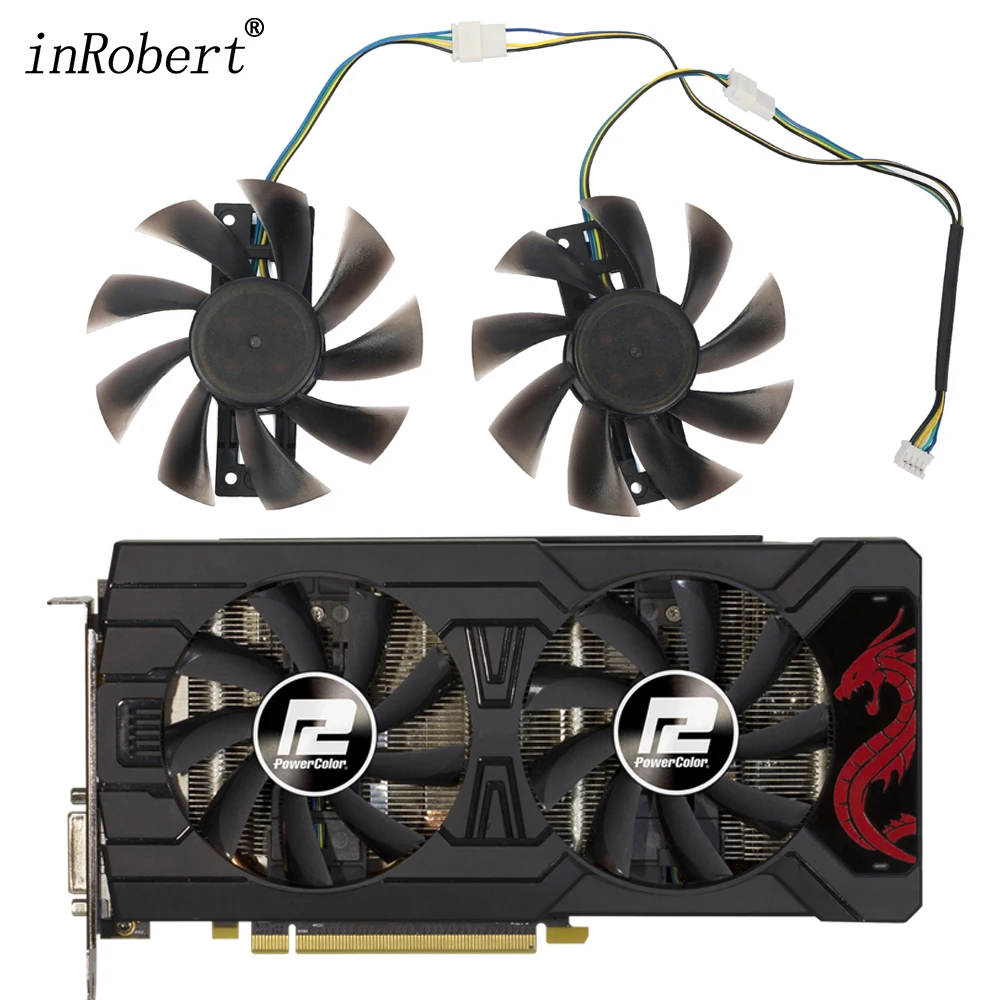

Сменный вентилятор GA92S2U RX570 GPU VGA для графики «сделай сам», кулер для Radeon PowerColor Red Dragon RX 570, 4 Гб, с двумя охлаждающими картами