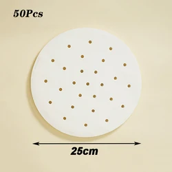 Bamboo Steamer Non-Stick Disposable Paper Liners - Kitchen Essentials (50pcs-25cm)