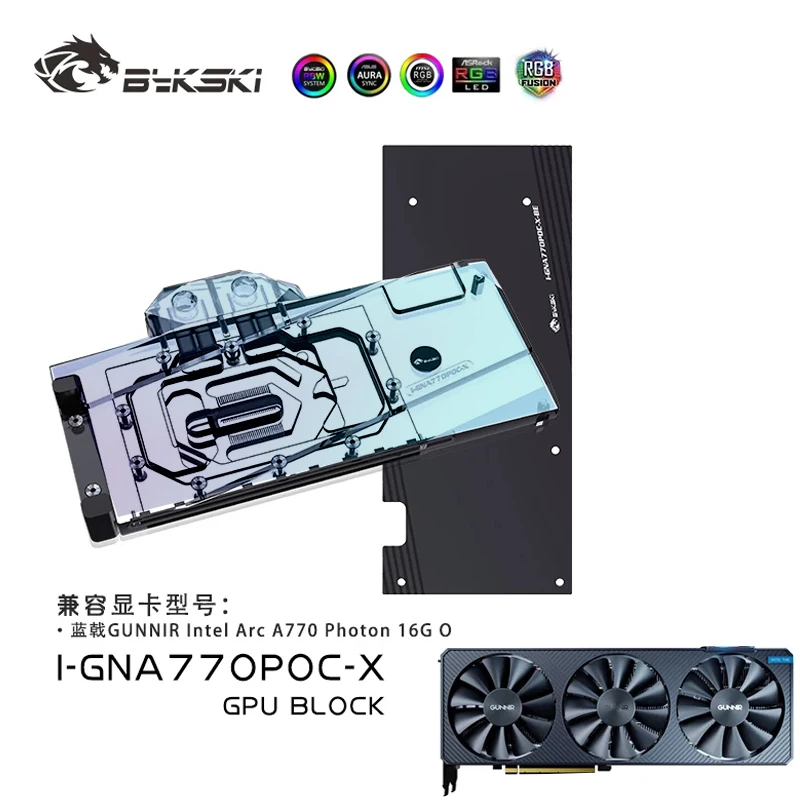 Bykski Gpu Water Block Uso Per Gunnir Intel Arc A770 Photon 16G Oc Scheda Grafica Pc Raffreddato/Copertura Completa/Radiatore I-Gna770Poc-X