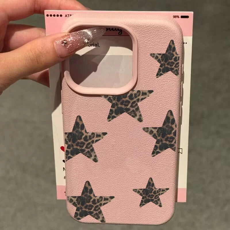Leopard Print Bow Tie Star Phone Case Cover