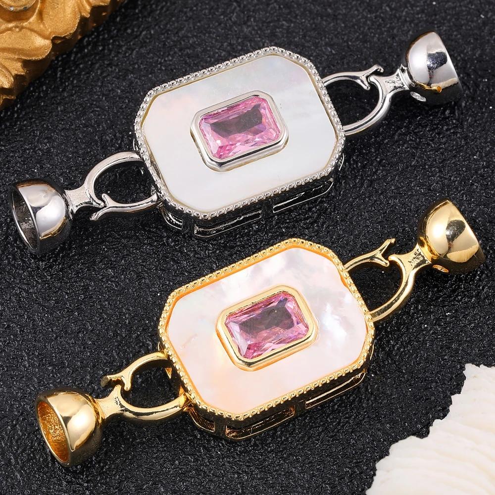 JuyaDIY18KRealGoldPlatedPinkGemsFastenerLocksClosureClasps