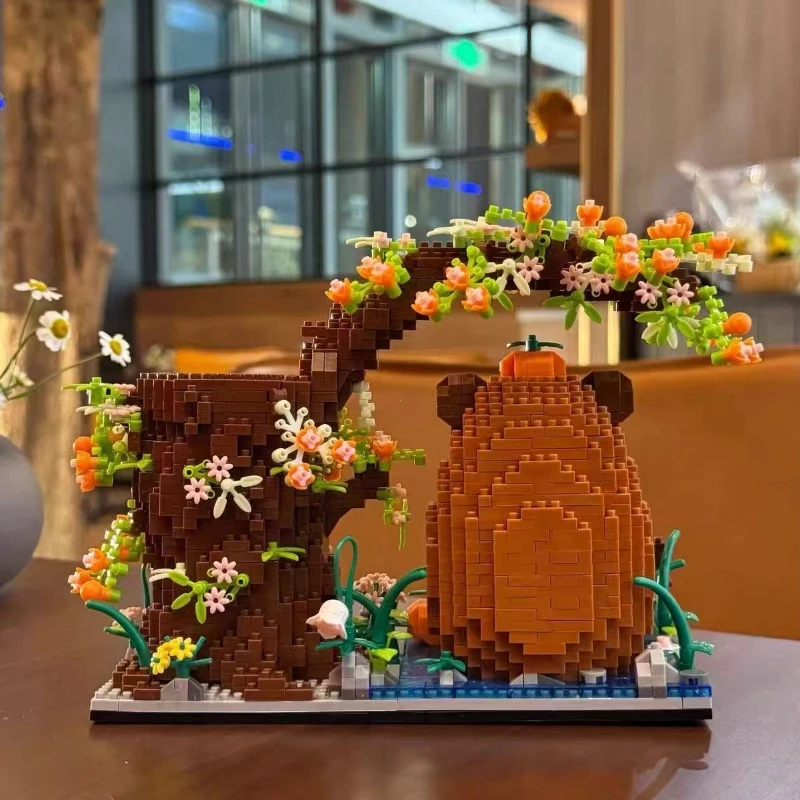 Capybara Building Block Pen Holder Multi-Function Desk Organizer for Office Supplies Cosmetics Birthday Gift Desktop Decoration