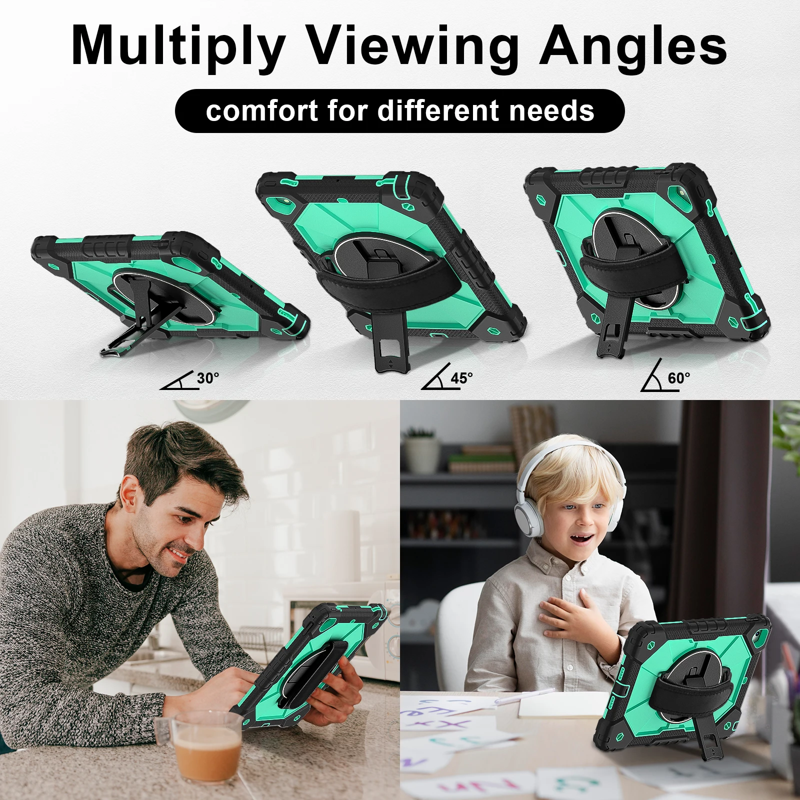 Silicone & Pc Armor Case With Rotating Kickstand For Ipad Pro 9.7_voghion.com