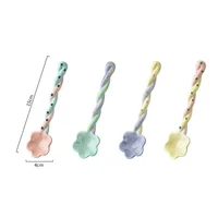 Ceramics Long Handled Spoon New Instagram Style Household Stirring Spoon Hand Painted Flower Shaped Coffee Spoon 6