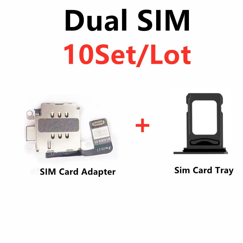 10 Set/Lotto Dual Sim Card Reader Flex Cable + Sim Card Tray Holder Slot Adapter Ribbon Per Iphone 14 Plus
