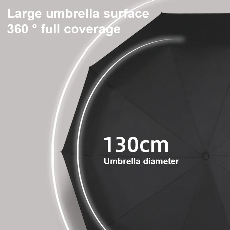 Umbrella Automatic Double Layer 130 cm Windproof Weatherproof 3 Folding for Men Business Travel Sunny Rainy