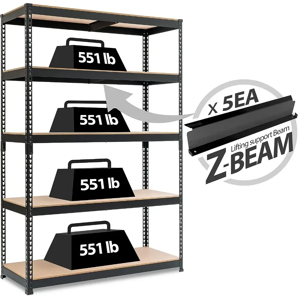 

5 Tier Laminated Heavy Duty Garage Storage Adjustable Wide Size Shelving Multipurpose Shelf, Storage Organization