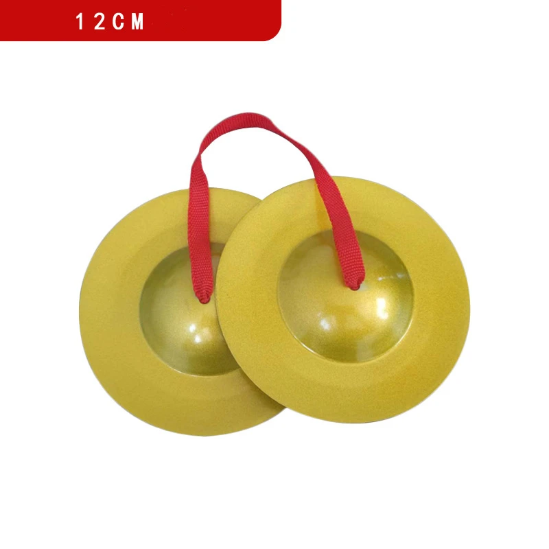 2Pcs Brass Hand Cymbals,1Pcs Mini Gongs Tambourine 9/12 cm Diameter Gong Band Rhythm Music Percussion Instrument