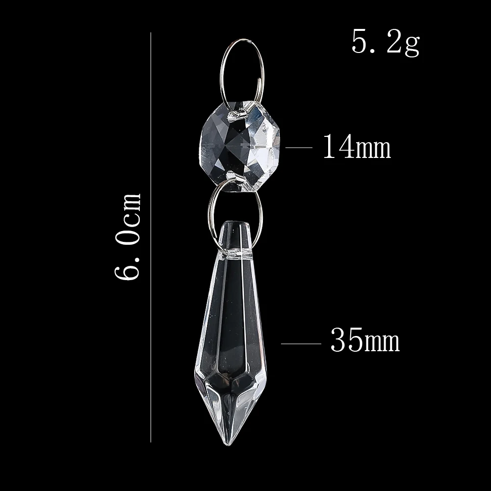 5PC Shiny Clear Pointed Beads Sun Catcher Pendant Octagon Spacer Bead Faceted Prism Glass Crystal Charm Jewelry Dangle Hanging