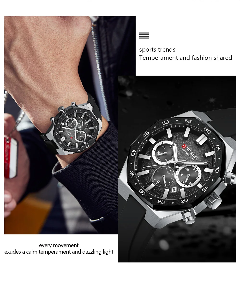 Montre à quartz classique pour homme, multifonctionnelle, lumineuse, chronographe, calendrier, étanche, sport, mode._voghion.com