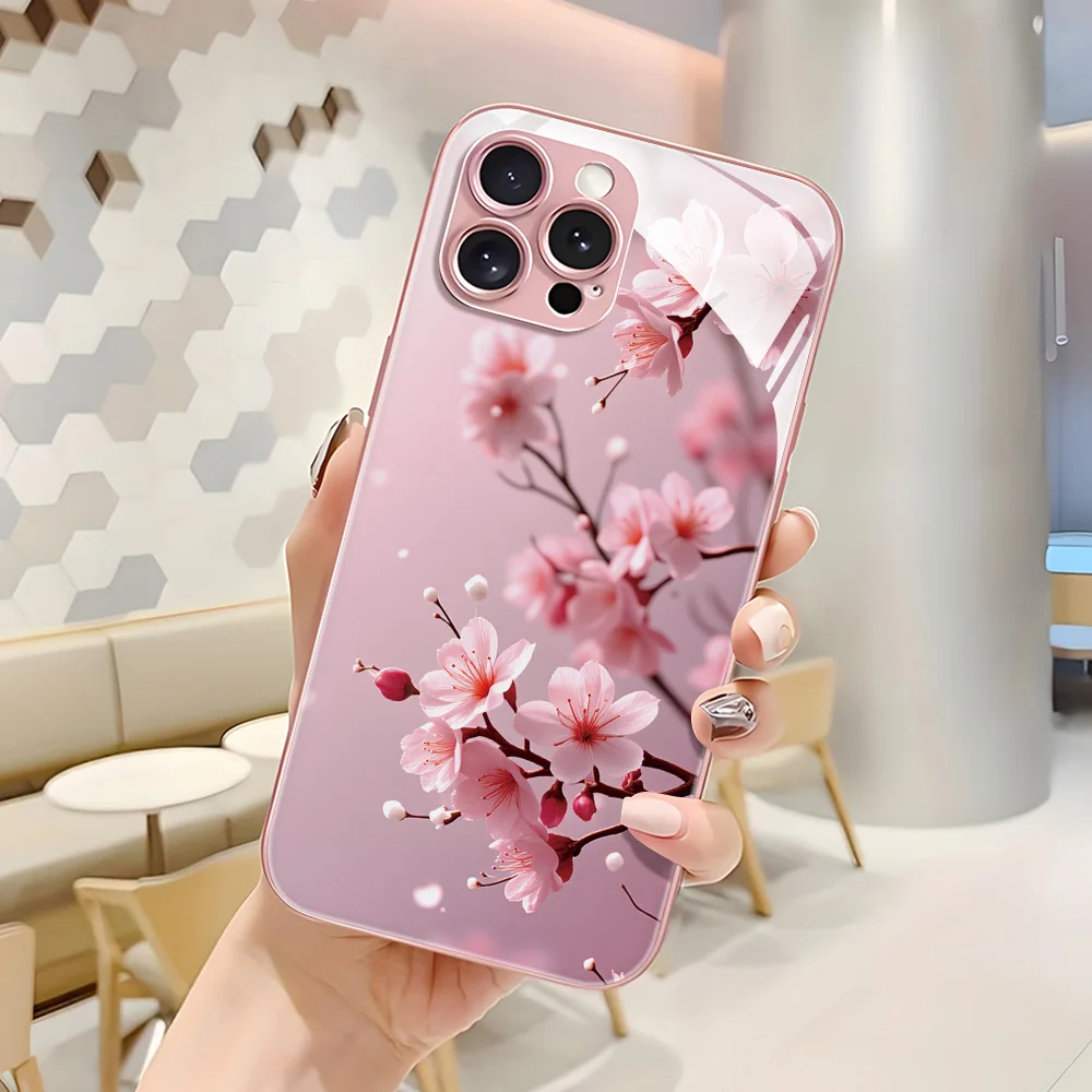 Floral Glass Phone Case Cover