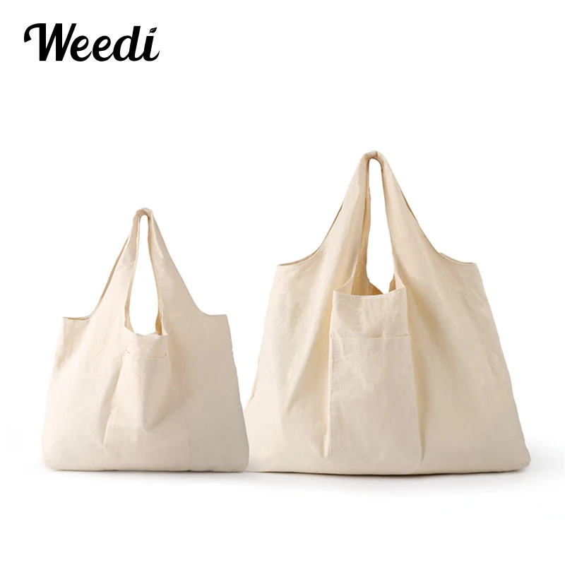 Weedi Foldable Canvas Shopping Bag With Buttons Eco Friendly