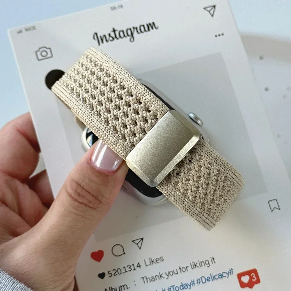 Braided Nylon Strap for Apple Watch Band Ultra 2/1 49mm 46mm 45mm 44mm 42mm 41mm 40mm Magnetic Bracelet For IWatch 10 9 8 Se 7 6