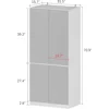 Wardrobe Closet with 4 Glass Full Length Mirror Doors & Hanging Rod Bedroom,White 31.5" W x 19.7" D x 70.9" H Wood Wardrobe 2
