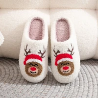 Winter Christmas Women Home Slippers Men Indoor Soft Non-slip Sandals Couples Warm Plush Flat Slides Adults Unisex Lovely Shoes 1