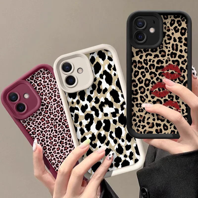 Stylish Retro Black Zebra & Leopard Print Shockproof Silicone Phone Case