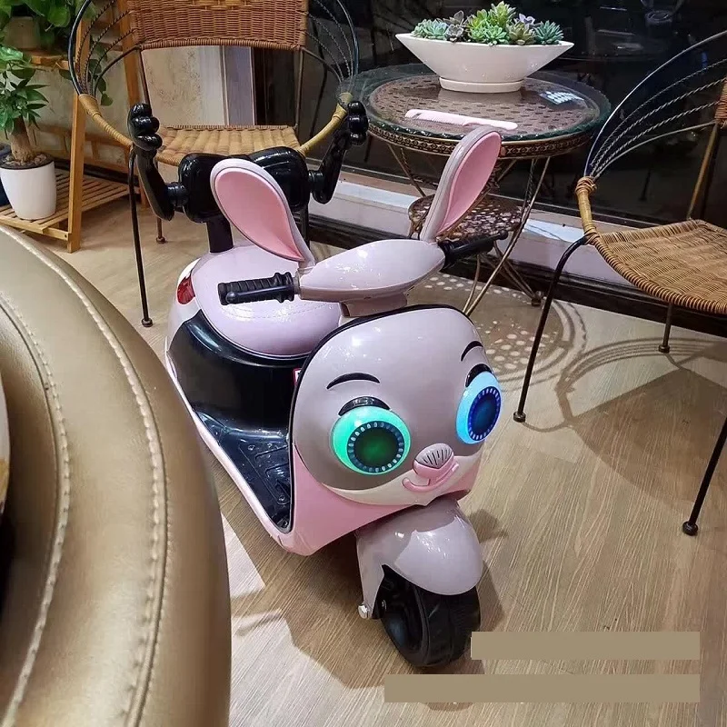 Doki Toy The New Baby Rabbit Children Electric Motorcycle Battery Male Girl Can Mount Buggies Toys Bring The Barriers