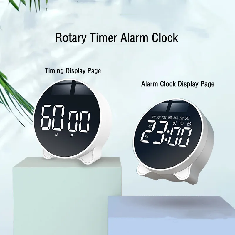 Digital Alarm Clock Snooze Day Of Week Display Rotary Timing Countdown