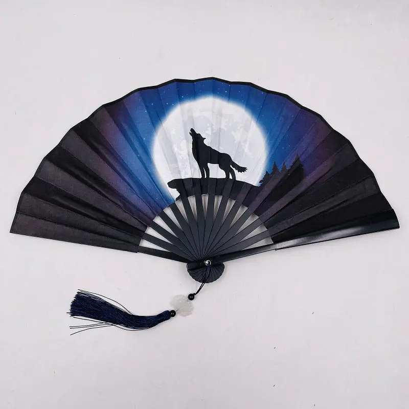 Description Picture 5 of item1Pcs 8 inch Folding Silk Vintage Chinese Japanese Hand Held Fan Plastic Silk Dance Fans With Tassel Art Craft Gift Home Decor