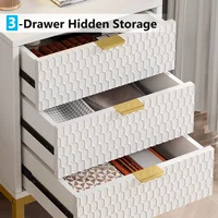 Современная тумбочка Tribesigns, высокий прикроватный столик 25,8 дюйма с 3 ящиками, современный прикроватный столик с подставкой для спальни — изображение 6