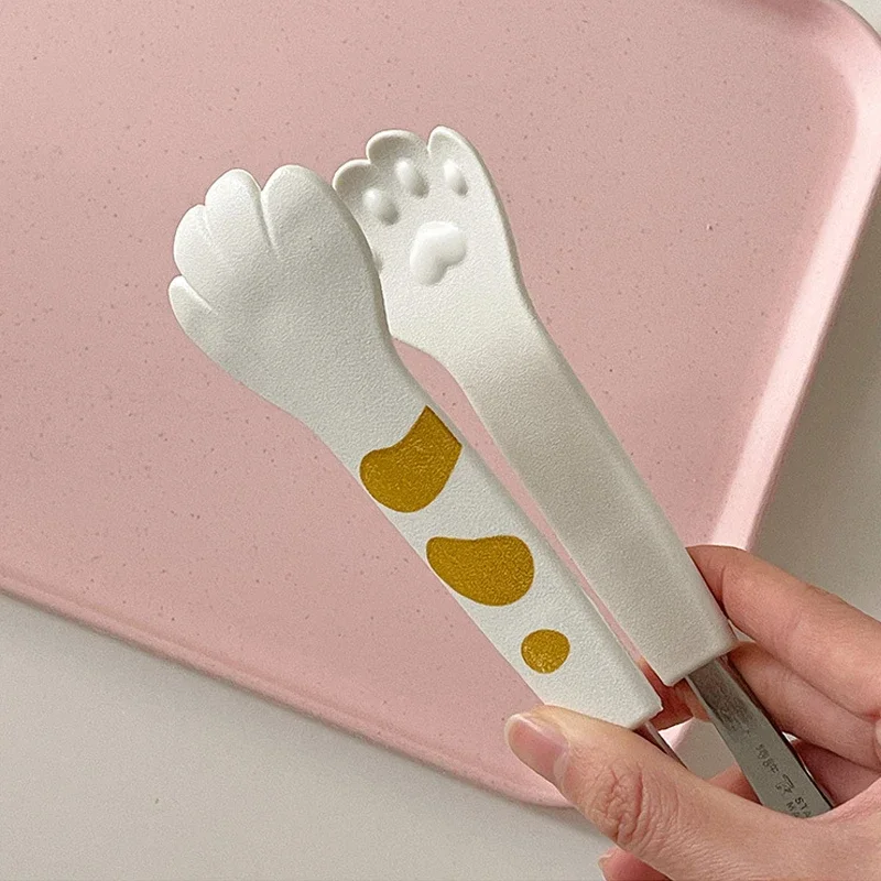 Multi Functional Cat Paw Shape Food Clip Kitchen Steak Tongs Stainless Steel Handle BBQ Clip Baking Bread Kitchen Gadgets