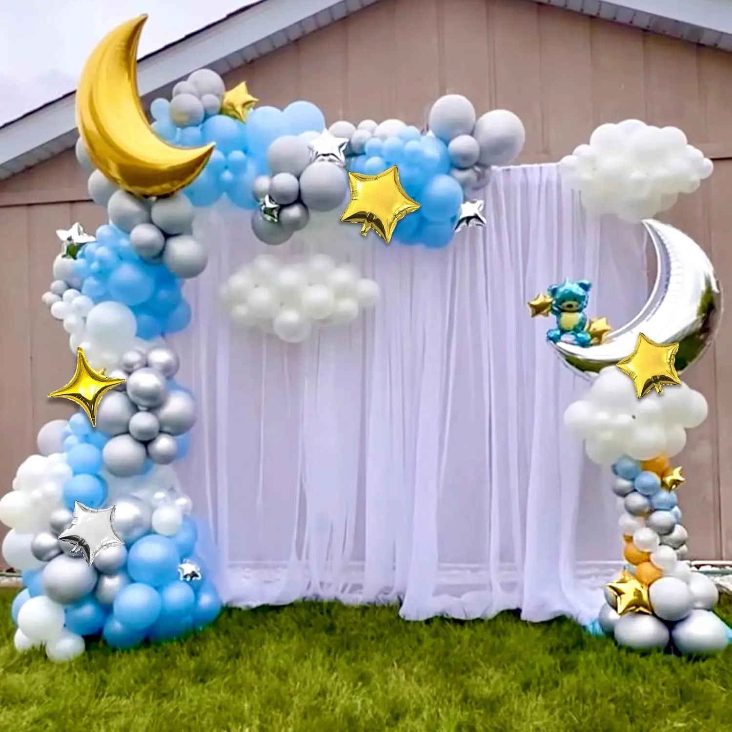 24 Stück Mond-Stern-Folienballons, Gold-Silber, großer Mondballon für Eid Mubarak, Babyparty, Jahrestag, Geburtstag, Party-Dekoration – Detail 12