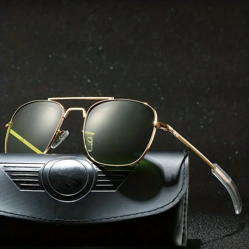 Retro-Sonnenbrille mit quadratischem Metallrahmen, modische klassische Piloten-Sonnenbrille, für Damen und Herren