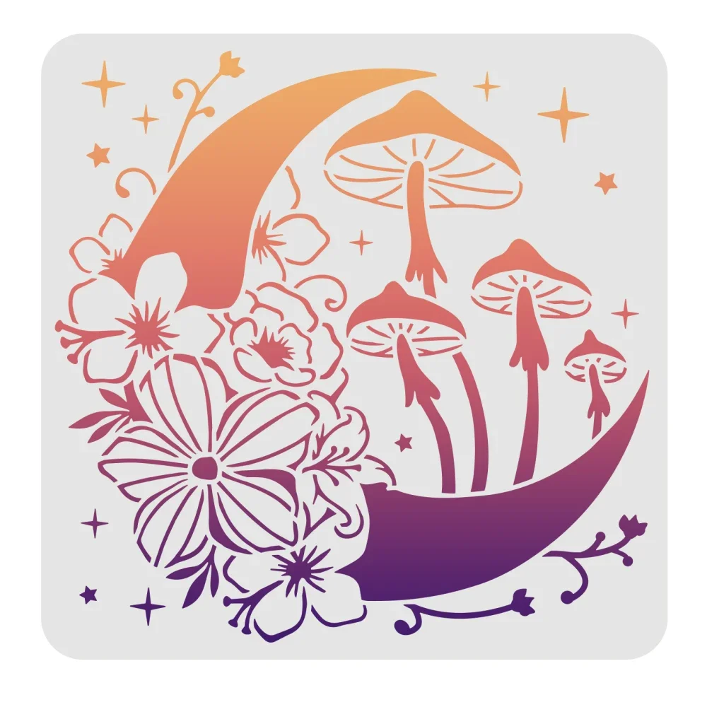 

Moon Stencil Plastic Stars Flowers Drawing Template Mushroom Pattern Reusable Stencils for Painting on Wood Floor Wall and Tile