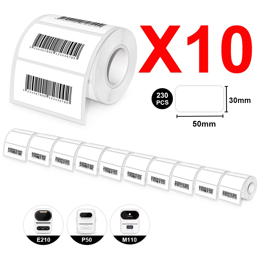 Fita Adesiva da Etiqueta da Impressora Papel da Impressora Térmica E210 P50 Phomemo M110 E210 50×30 mm 50×50 mm 10pk