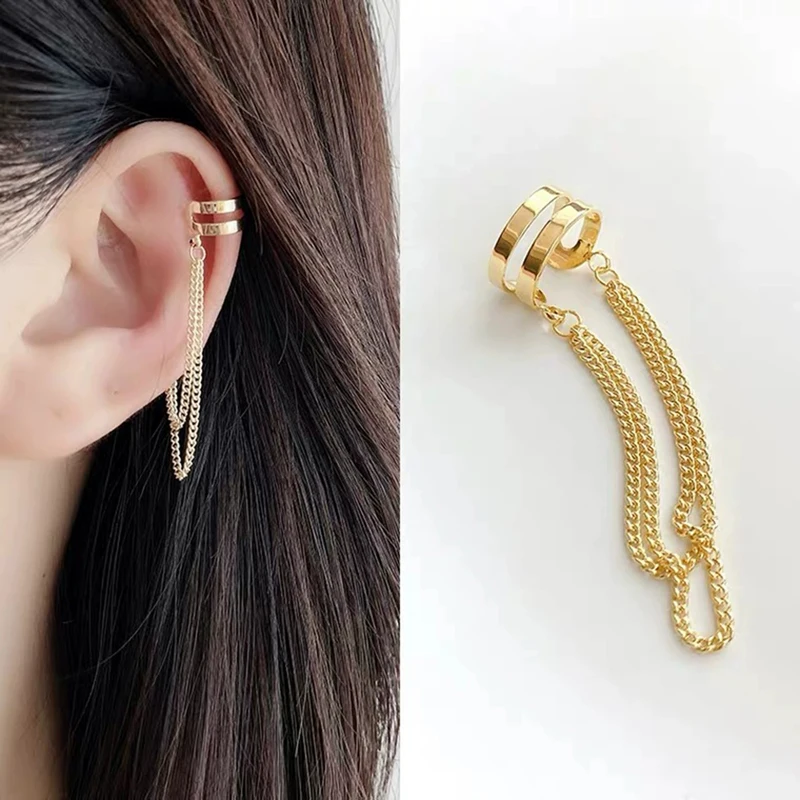 Punk Rhombisches Gitter Zirkon Ohr Manschette Ohr Clip für Frauen Keine Durchbohrten C-Form Geometrische Kleine Ohr Manschette Ohr Wrap ohr Clips Schmuck – Detail 1