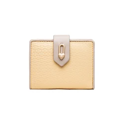 Elegant Women's PU Leather Compact Purse with Heart Buckle Zipper (Yellow)
