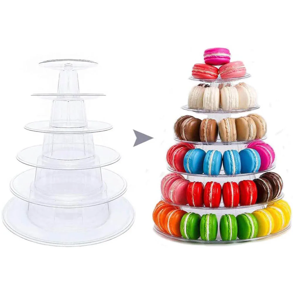 6 Layers 10 Layers Round Macarons Display Stand Multifunctional Cake Biscuit Dessert Tower Birthday Wedding Baby Party Bakery