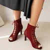 Women's Dance Shoes Girls Latin Dance Salsa Dance Boots Trend Snake Pattern Leopard Pattern Dance Club Stiletto Shoes Heel 11CM 4