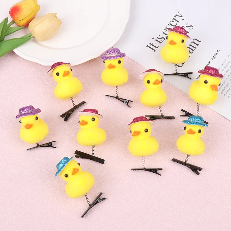 Peluche Cute Little Yellow Duck Hair Clips Peach Heart Bow Occhiali Da Sole Crown Hat Little Yellow Duck Copricapo Fermagli Per Capelli