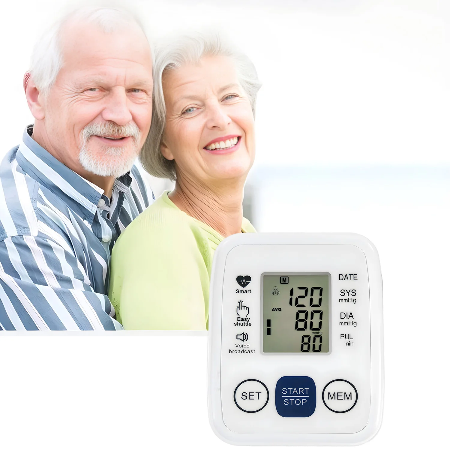 Pulse Sphygmomanometer Digital Blood Pressure Monitor LED Portable Health Heart Rate Meter arm cuff