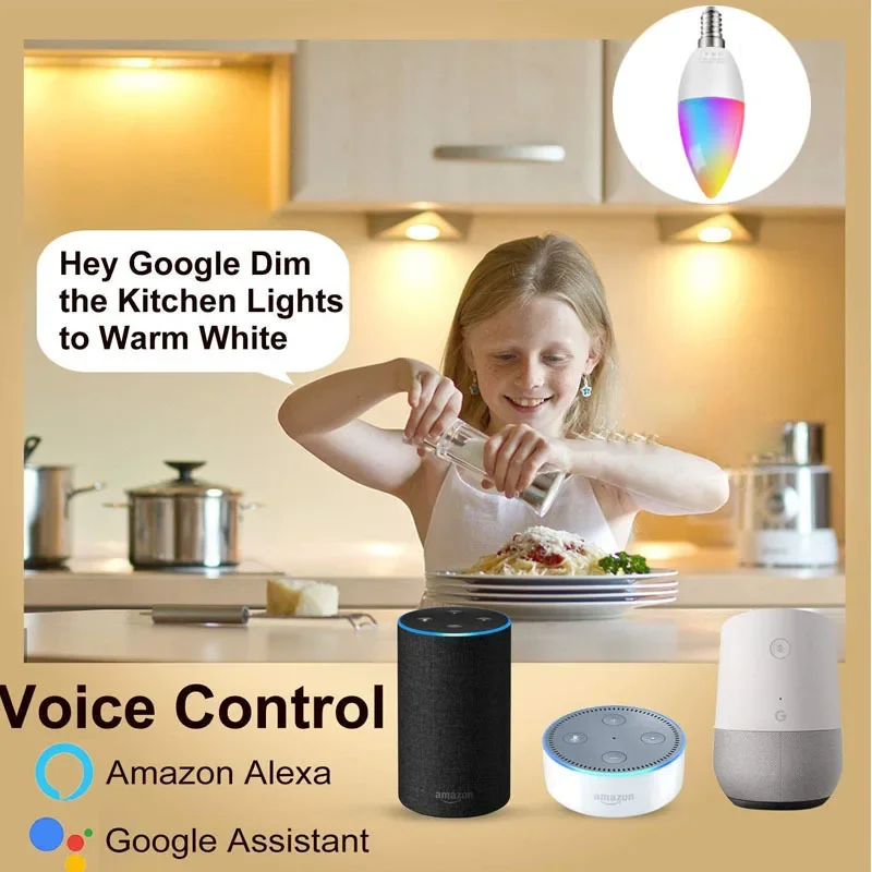 Tuya Smart WiFi LED Bulb E14 Candle Light 220V 9W 7W 5W RGB Dimmable Lamp APP Voice Control Works With Alexa Google Home Decor