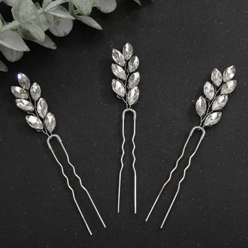 17Color Trendy Rhinestone Bridal Hair Pins for Women Handmade Simple Wedding Head Accessories Jewelry Party Headpiece Tiara 3PCS