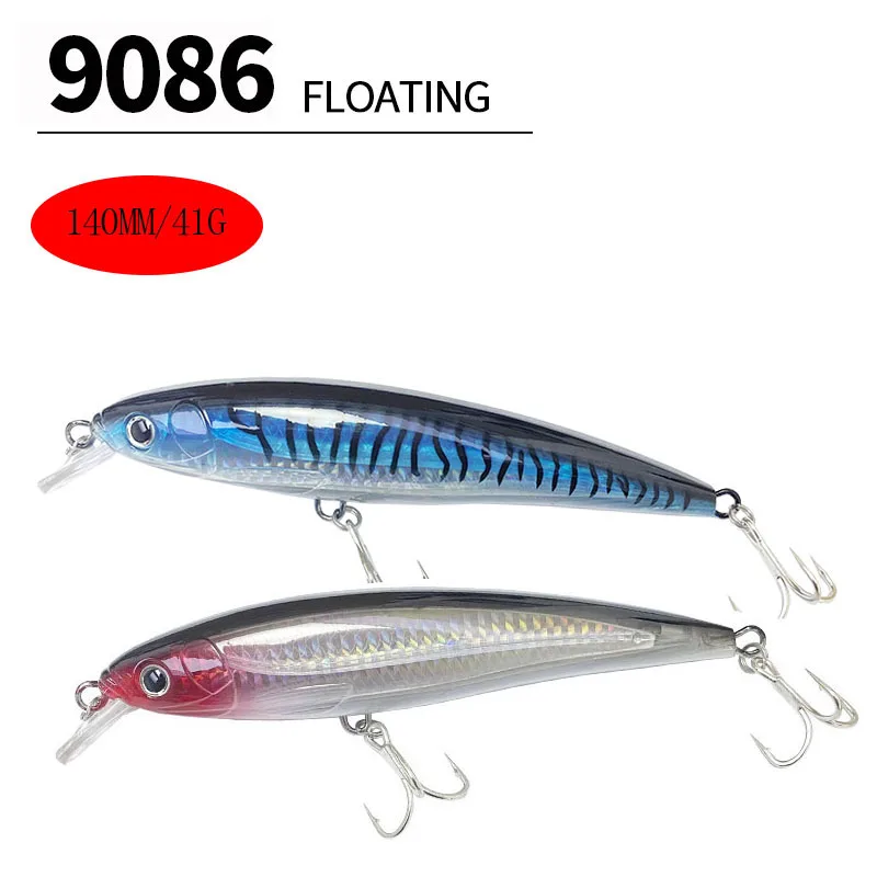 Big Floating Minnow Fishing Lure 14Cm 41G Laser Artificial Hard Bait Saltwater Long Casting Traina Wobblers Uv Jerkbait Tackle
