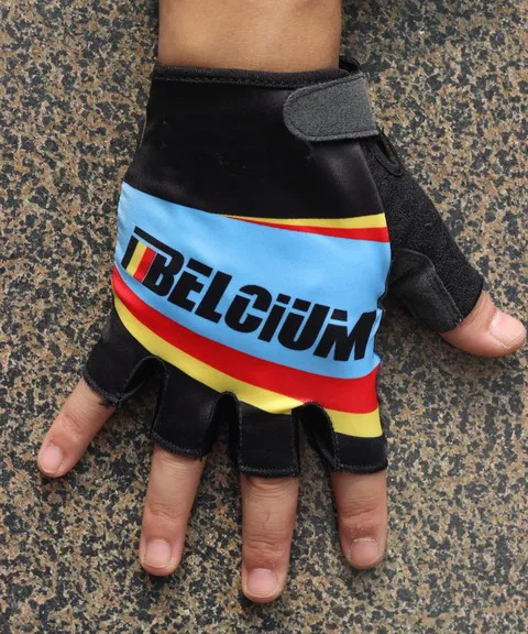 

2018 BELGIUM NATIONAL Team One Pair Sports Half Finger Cycling Jersey Gloves MTB Road Mountain Bike Bicycle Gel Gloves
