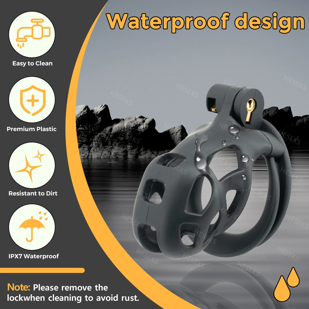 Penis Chastity Cage Chastity Lock Sex Toy Chastity Cage Accessory Penis Cock Ring HESEKS 3D Print Male Chastity Cage Set Anti Off Lock For Men