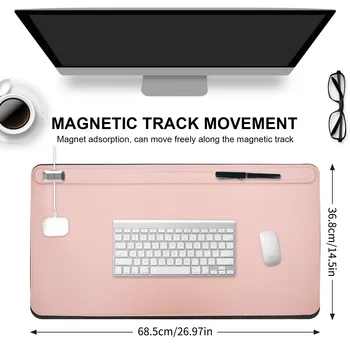 2022 New Desk Pad Mouse Pad Desk Mat Double Layer Magnet Rail Multifunctional Desk Pad Waterproof Pu Leather Gaming Mouse Pad 1