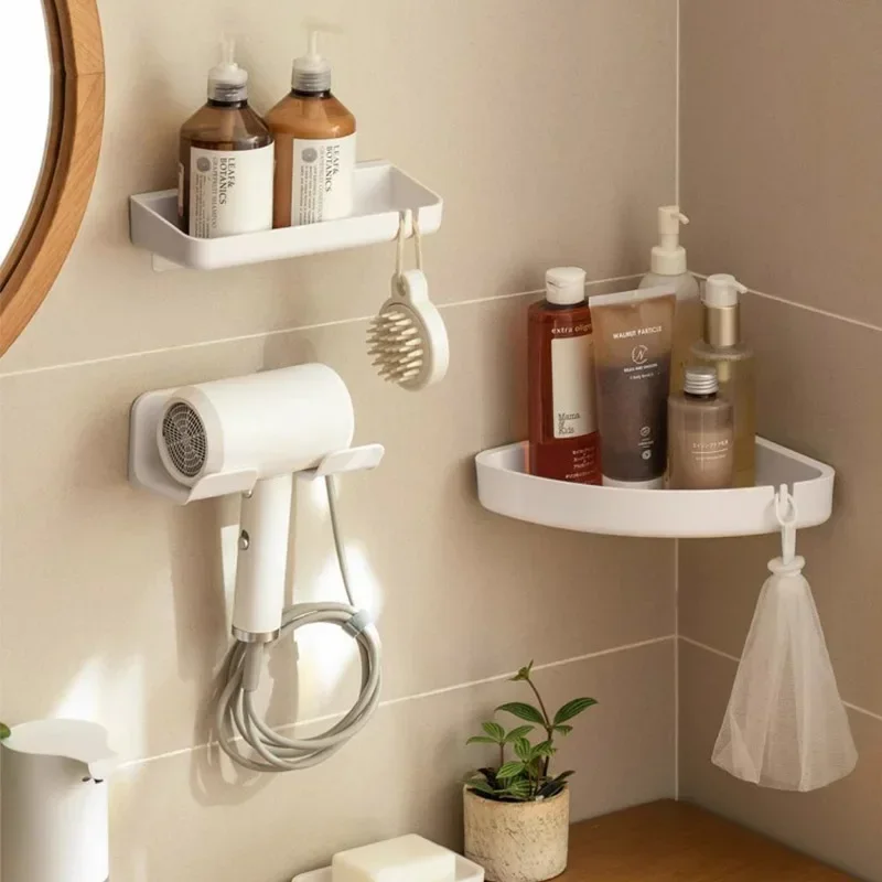 Hair Dryer Holder Wall Mounted Hair Straightener Stand Bathroom Organizer Shelves hair dryer holder hair tool holder