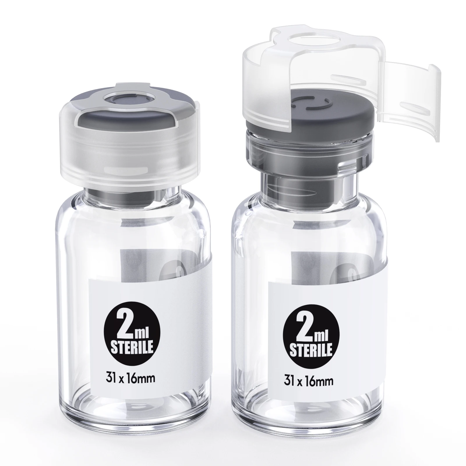 Clear Sterile Glass Vials Locking Cap 13 /20 mm Self Healing Injection Port Buckle Glass Vials sterile Package