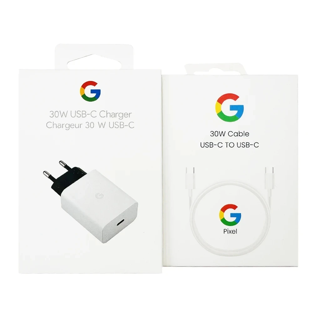 thumbnail image 1 of Cargador PD original de 30 W para Google Pixel 9, 8, 7, 6, 5 Pro A XL, carga rápida, adaptador de corriente con enchufe UE/EE. UU. compatible con dispositivos USB-C, 1 of 4